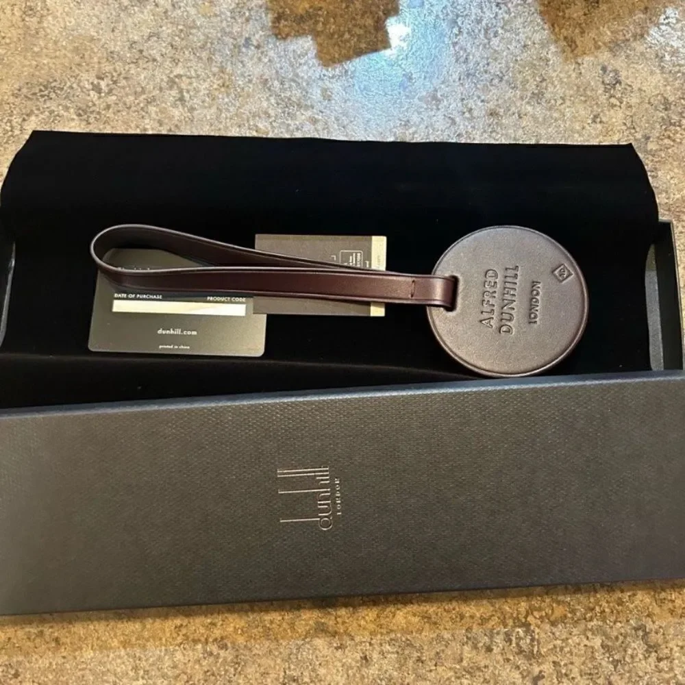 Dunhill Brown leather luggage tag NWT